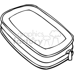 Outline of a rectangular zipper pencil box, ideal for back-to-school supplies.