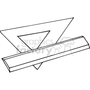 Outline clipart of a geometrical set including a triangle and a straight-edge ruler, commonly used for math and geometry education.