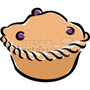 A clipart image of a baked pie with a crusty top and purple berries.