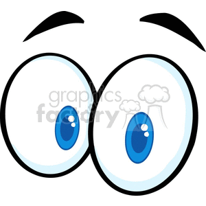 A clipart image of a pair of large, expressive eyes with blue irises and black eyebrows. The eyes appear to be wide open, suggesting surprise or curiosity.