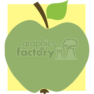 12917 RF Clipart Illustration Green Apple With Yellow Background