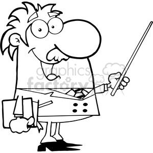 12828 RF Clipart Illustration Professor Holding A Pointer