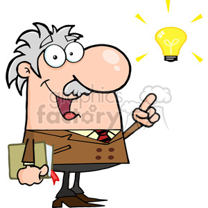 128212 RF Clipart Illustration Professor With An Idea