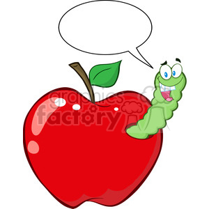 4939-Clipart-Illustration-of-Happy-Worm-In-Red-Apple-With-Speech-Bubble