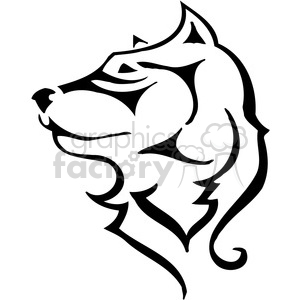   The clipart image features a stylized outline of what appears to be a wolf or a dog. It has a sharp, tribal tattoo-like design that is streamlined and suitable for vinyl cutting. The design is bold and uses thick and thin lines to create a dynamic representation of the animal