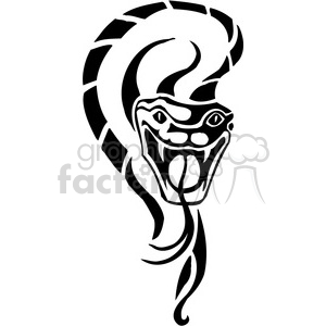 This is a black and white clipart image of a stylized viper snake, designed in a tattoo style with distinct outlines suitable for vinyl cutting. The snake has an open mouth with visible fangs, giving it an aggressive appearance.