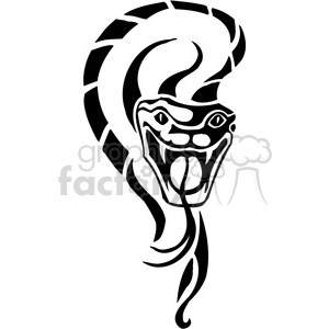   This is a black and white clipart image of a stylized viper snake, designed in a tattoo style with distinct outlines suitable for vinyl cutting. The snake has an open mouth with visible fangs, giving it an aggressive appearance. 