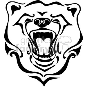 This image shows a stylized outline of a roaring or growling bear, designed in black and white with a tribal or tattoo-like aesthetic. It's a simplified representation, suitable for vinyl cutting or similar purposes, with a focus on strong contours and contrasting areas of black and white.