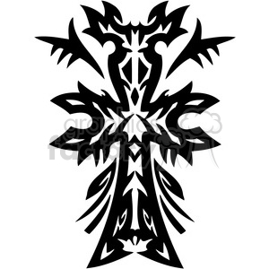 A tribal cross design featuring bold, symmetrical patterns, ideal for use in tattoos or religious graphics.