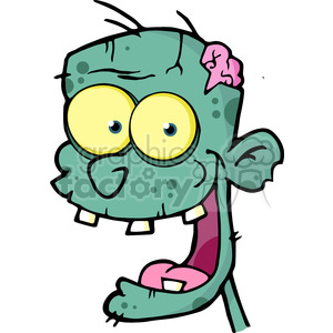 Comical Cartoon Zombie with Exposed Brain