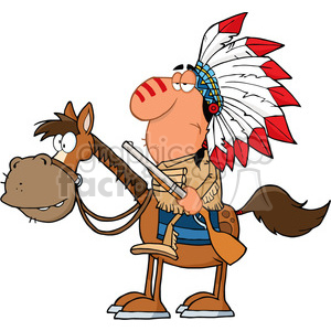   5131-Indian-Chief-With-Gun-On-Horse-Royalty-Free-RF-Clipart-Image 