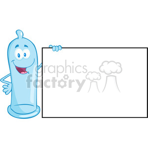 5163-Condom-Cartoon-Mascot-Character-Holding-A-Blank-Sign-Royalty-Free-RF-Clipart-Image
