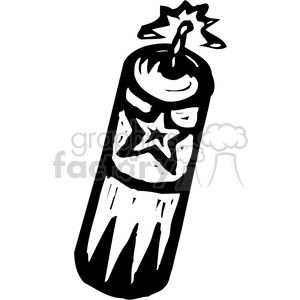 The clipart image depicts a cartoonish drawing of a firecracker with a lit fuse on top, giving off a small explosion or spark. The firecracker has a star symbol on it, making it reminiscent of celebrations like the 4th of July.