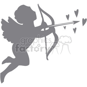 A silhouette of Cupid aiming a bow and arrow surrounded by hearts, symbolizing love and Valentine's Day.