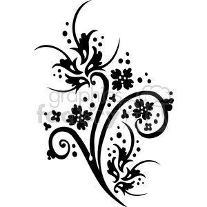 Black floral decorative clipart with swirling vines and flowers.