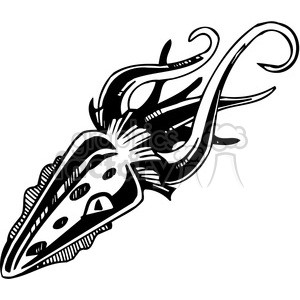 The clipart image features a stylized, aggressive-looking squid with a dynamic and flowing design that includes sharp contrasts and bold lines suitable for vinyl decals or tattoo art.