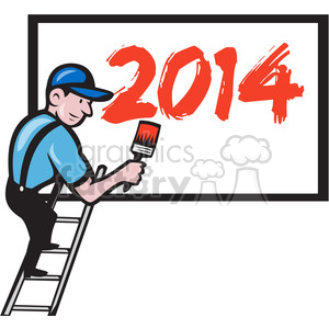 worker painting billboard 2014