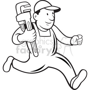 Running Plumber Holding Wrench