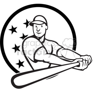 black and white baseball player batting side low CIRC