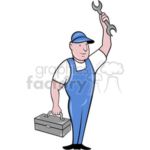   repairman holding a wrench 