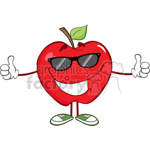 5797 Royalty Free Clip Art Smiling Red Apple Character With Sunglasses Giving A Thumb Up