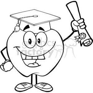   5949 Royalty Free Clip Art Happy Apple Character Graduate Holding A Diploma 