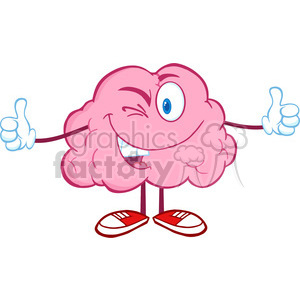 5822 Royalty Free Clip Art Winking Brain Character Giving A Thumb Up