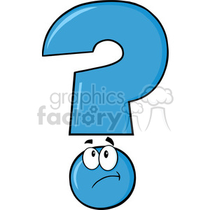   6264 Royalty Free Clip Art Blue Question Mark Cartoon Character Thinking 
