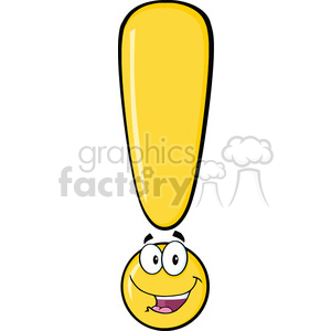 6278 Royalty Free Clip Art Happy Yellow Exclamation Mark Cartoon Character