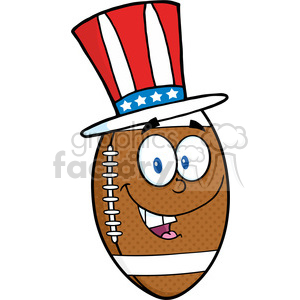   6576 Royalty Free Clip Art American Football Ball Cartoon Mascot Character With American Patriotic Hat 