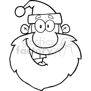6653 Royalty Free Clip Art Black And White Happy Santa Claus Head Cartoon Character