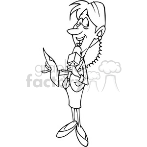 Cartoon Journalist with Microphone and Notepad