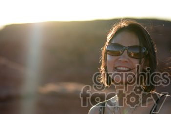 smiling female sunset