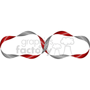 An abstract clipart image featuring intertwined red and gray ribbon-like borders on a white background, forming two central empty spaces.