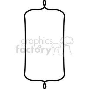A black and white clipart image of a simple, decorative rectangular frame with curved edges and loops at the top and bottom.