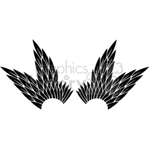 A pair of stylized black feathered wings in a symmetrical design.