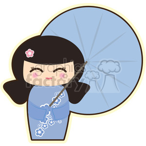 Geisha Umbrella cartoon character illustration