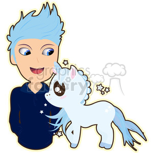 Unicorn and Boy cartoon character vector image