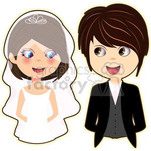   Bride and Groom cartoon character vector image 