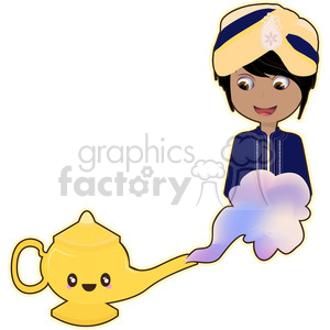 Genie cartoon character vector clip art image