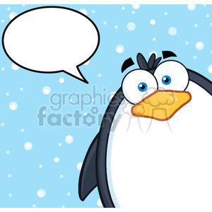 Illustration Cute Penguin Cartoon Mascot Character Looking From A Corner With Speech Bubble