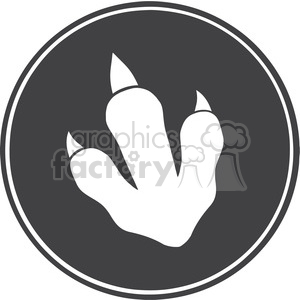 The image is a simple black and white clipart of what appears to be a stylized animal paw print. The paw print features a central pad with three larger pads at the top, each tipped with pointy claw marks, which could resemble a raptor's footprint.