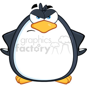 Royalty Free RF Clipart Illustration Angry Penguin Cartoon Mascot Character