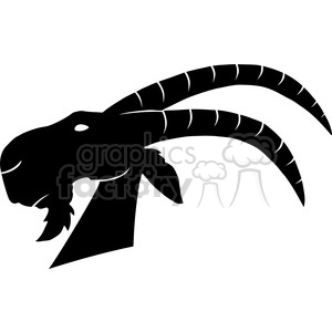 The image depicts a black-and-white silhouette of a goat with prominent horns, likely a cartoon or stylized representation. The goat is drawn in a simplified style typical for clipart images.