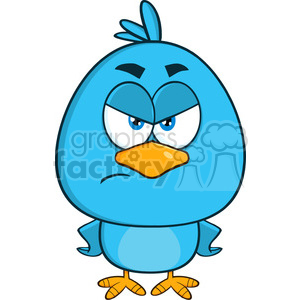   8840 Royalty Free RF Clipart Illustration Angry Blue Bird Cartoon Character Vector Illustration Isolated On White 
