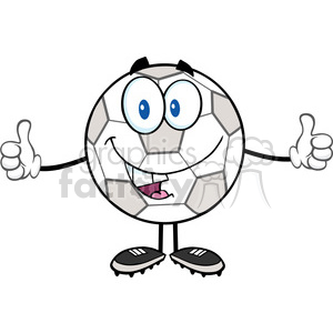Royalty Free RF Clipart Illustration Happy Soccer Ball Cartoon Character Giving A Double Thumbs Up