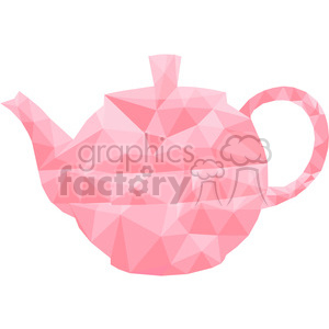 A pink polygonal low-poly clipart image of a teapot.