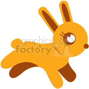   This is a clipart image of a stylized orange bunny rabbit. The rabbit appears to be in a running or hopping pose, with long ears, a circular eye, and simple line details that suggest its features. 