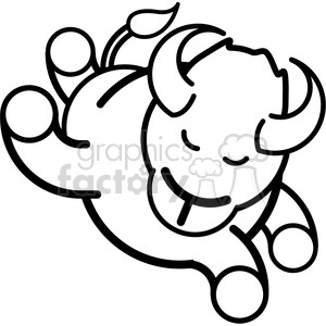 The clipart image features a stylized, cartoon-like representation of a bison or buffalo. It has prominent horns, a humped back, and a cheerful expression.