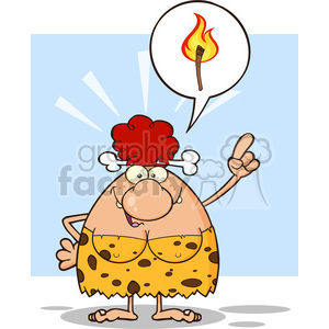 Funny Cartoon Cavewoman with Fire Idea